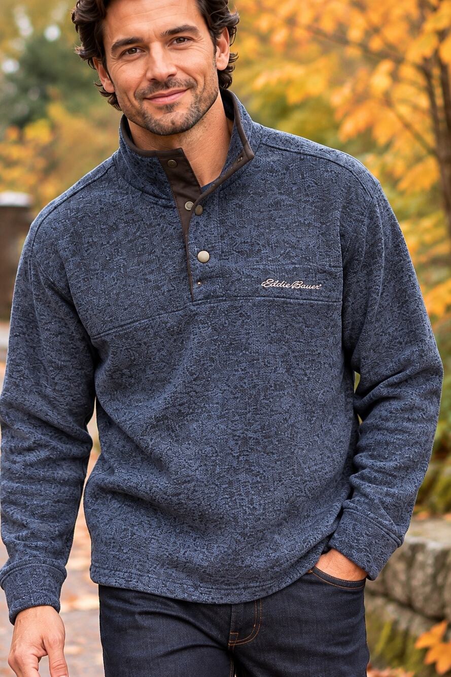 Eddie Bauer XL Radiator Fleece Snap Mock Neck Pullover